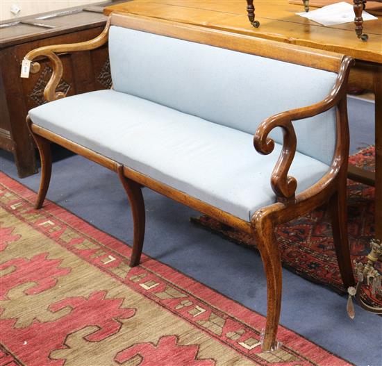 A French Empire style mahogany hall bench W.152cm